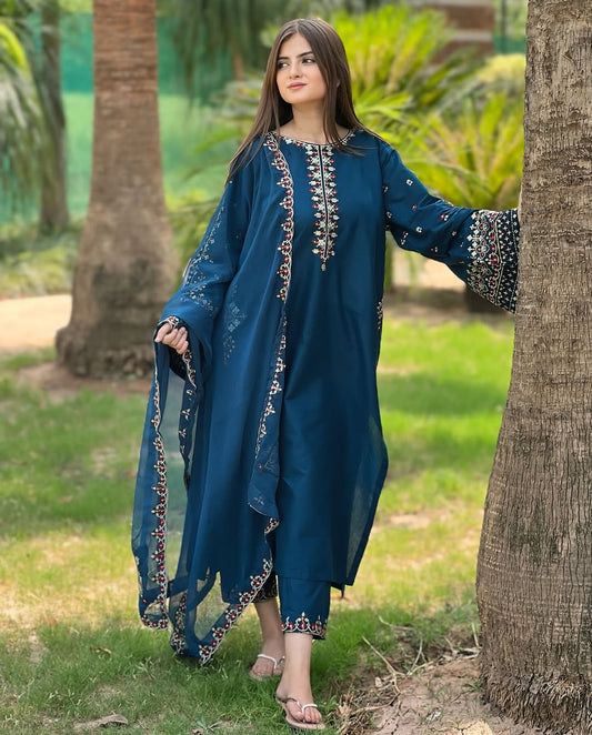 Cotton Lawn Embroidered-3PC