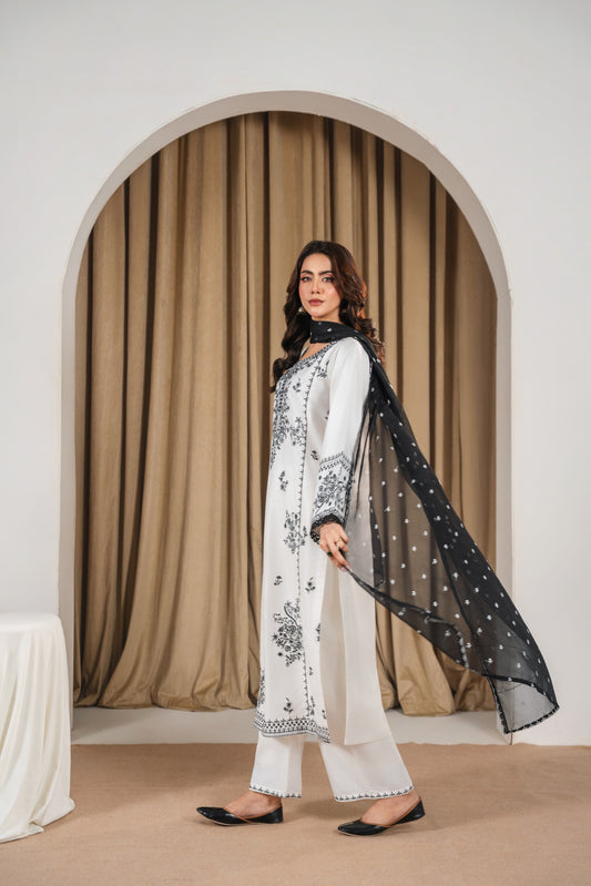 Stone Linen Embroidered 3-PC