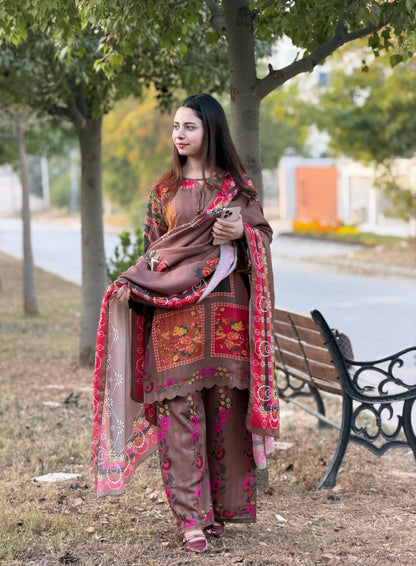 Jacquard Viscose Printed-3PC