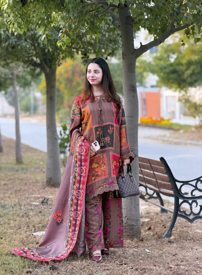 Jacquard Viscose Printed-3PC