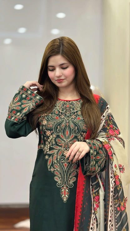 Linen Embroidered-3PC