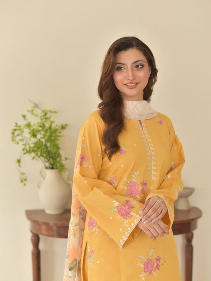 Stone Linen Embroidered 3-PC