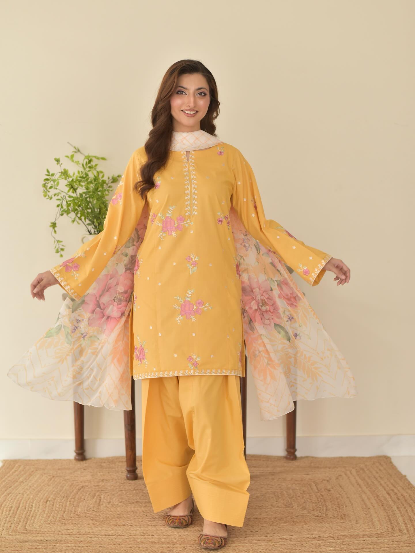 Stone Linen Embroidered 3-PC