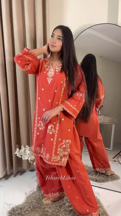 Linen Embroidered-2PC 