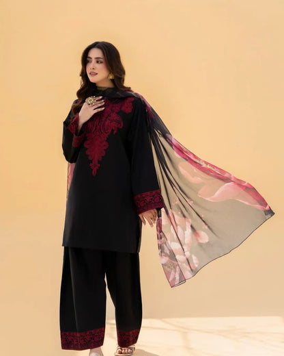 Linen Embroidered 3-PC