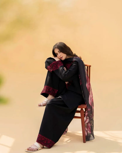 Linen Embroidered 3-PC