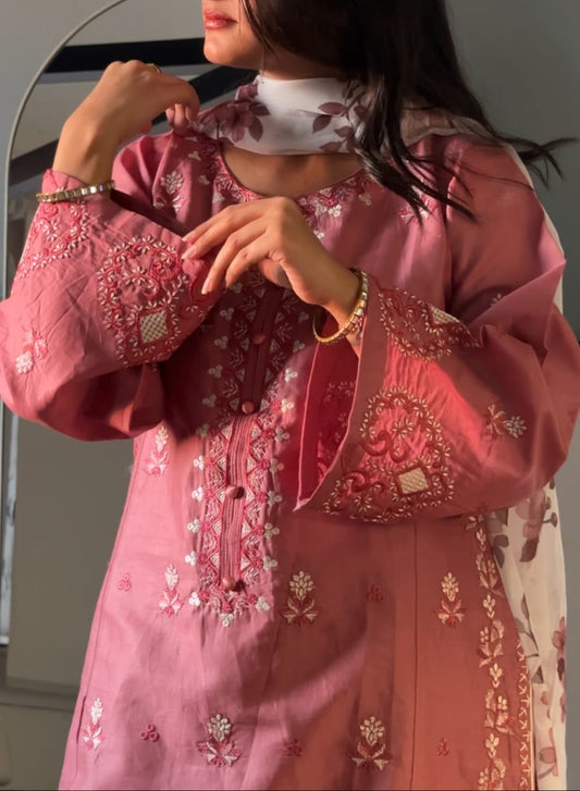 Cotton Lawn Embroidered 3-PC