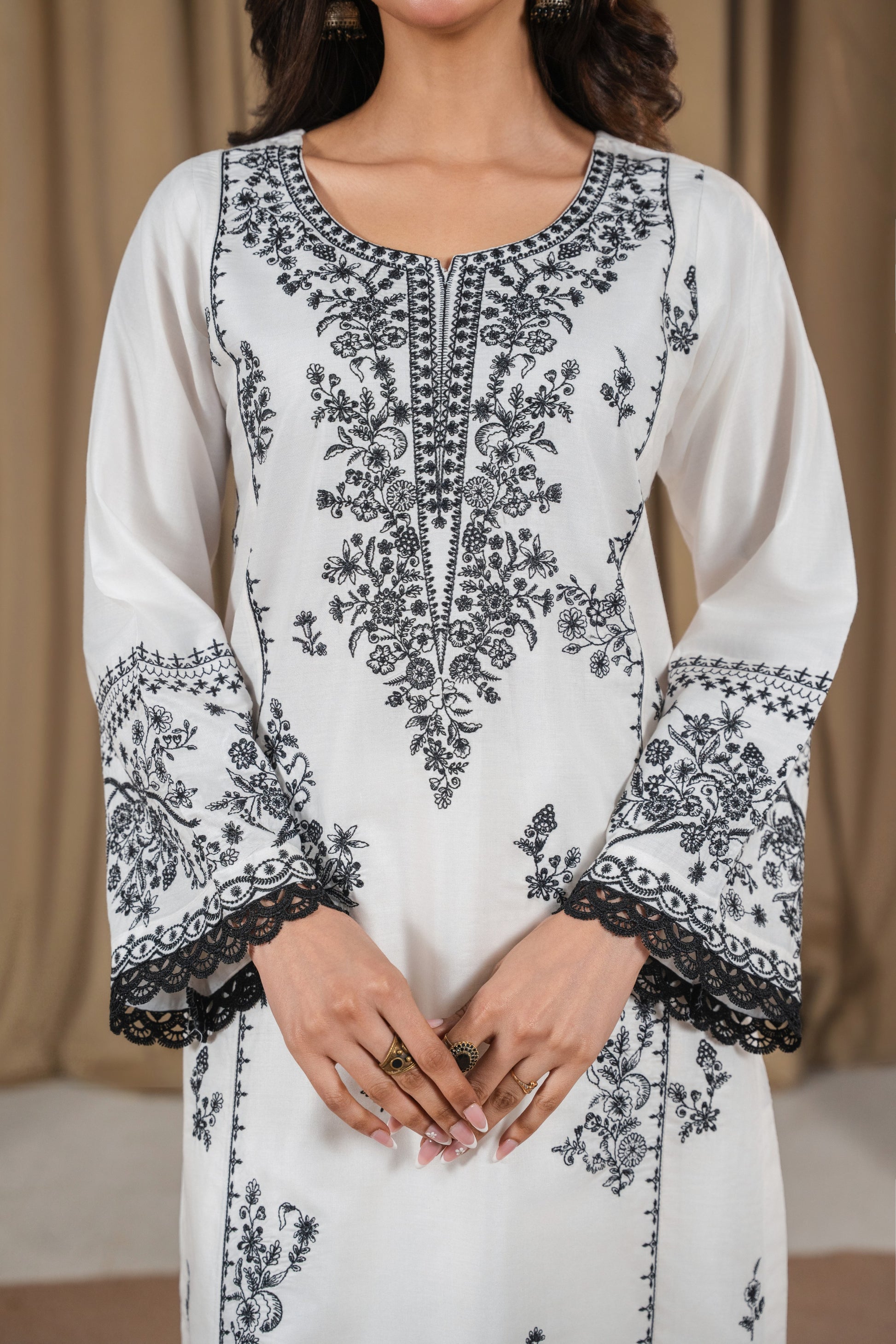 Stone Linen Embroidered 3-PC