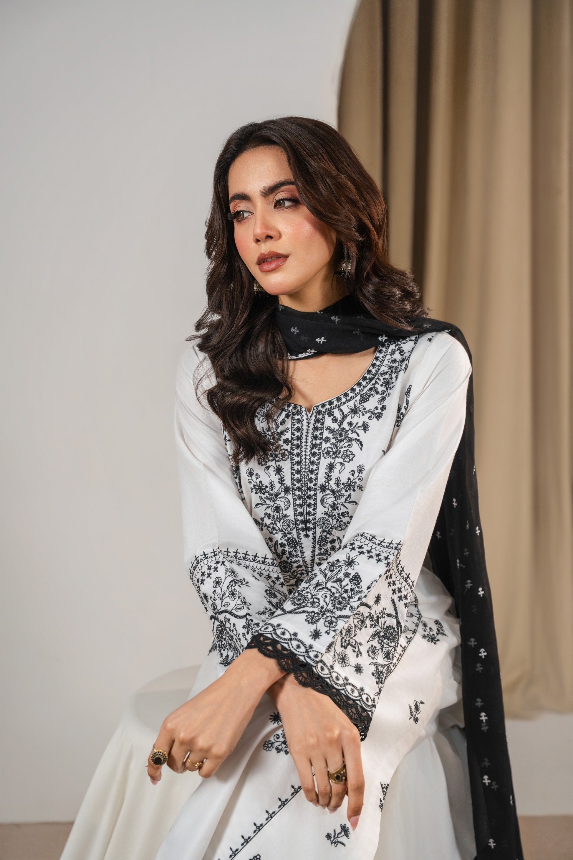 Stone Linen Embroidered 3-PC