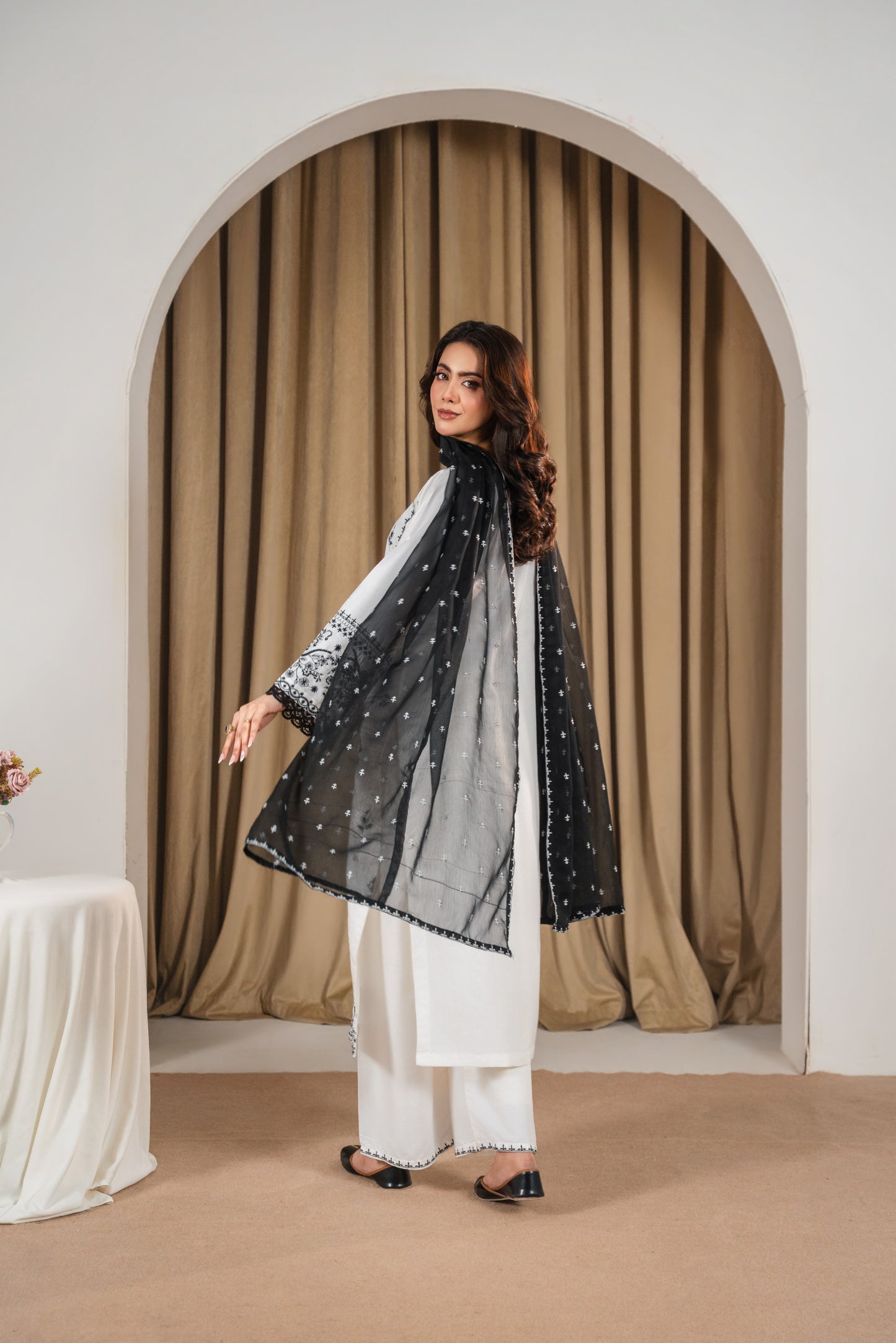Stone Linen Embroidered 3-PC