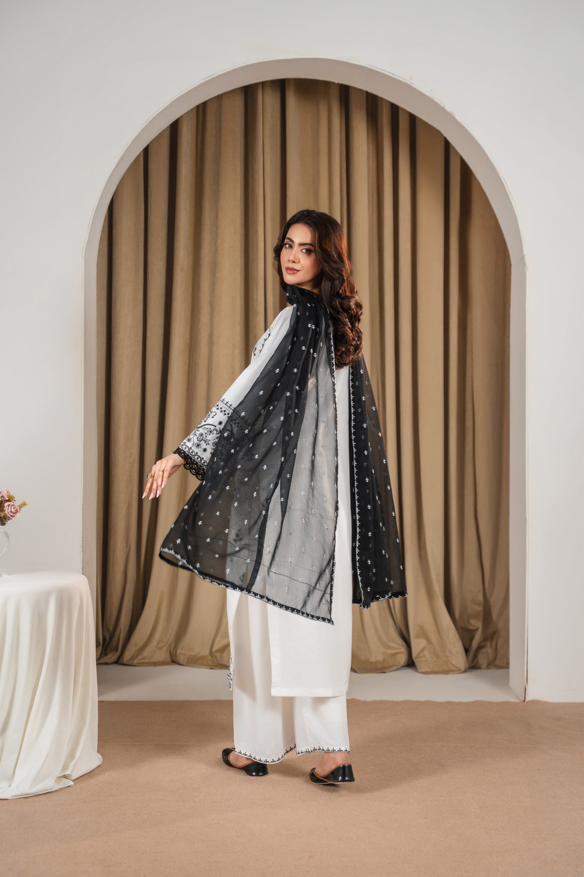Stone Linen Embroidered 3-PC