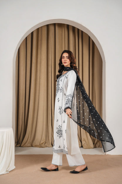 Stone Linen Embroidered 3-PC