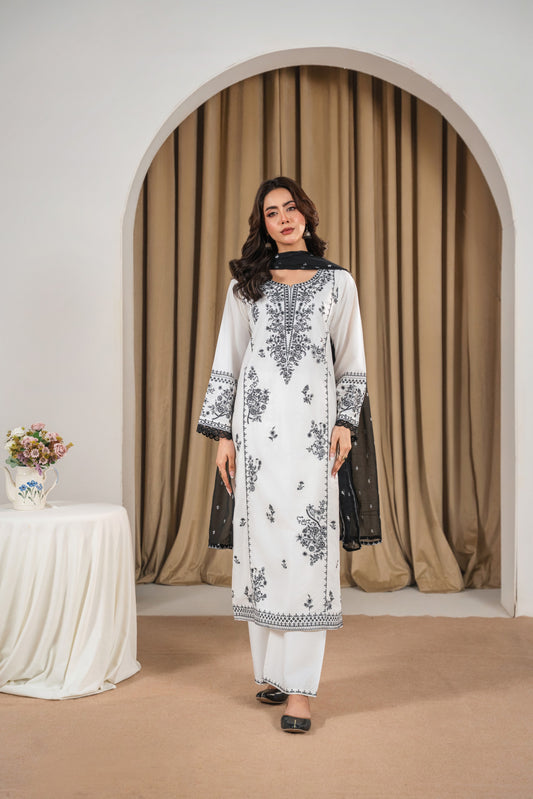 Stone Linen Embroidered 3-PC