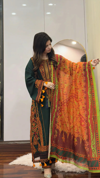 Linen Embroidered 3-PC